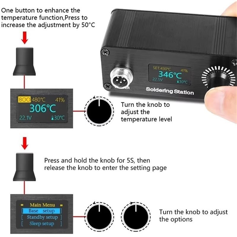 محطة لحام محمولة B23B T12 للإص - مراجعة Soldering Station T12 Oled وسعره